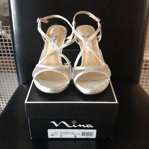 Nina Silver Evening Shoes